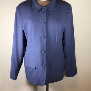 Alfred Dunner Blazer Blue Vintage Wool Fully Lined Pockets Shoulder Pads Size 16